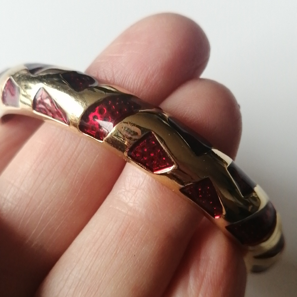 Vintage Bracelet Gold-plated Red Enamel Bangle